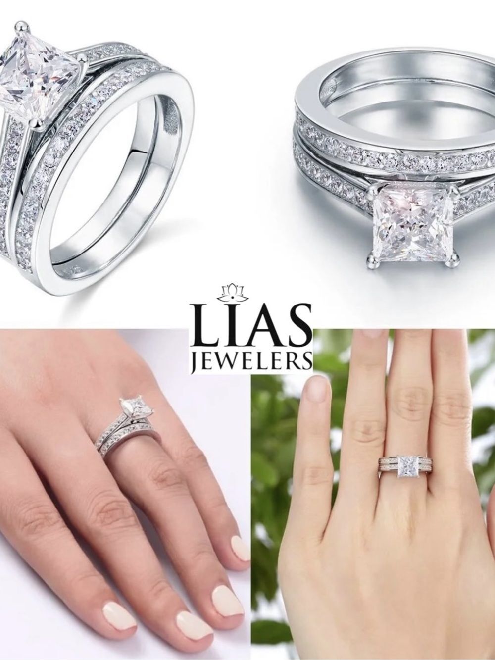 New 18k white gold wedding ring set